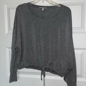 Long Sleeve Drawstring Banded Bottom Sweatshirt